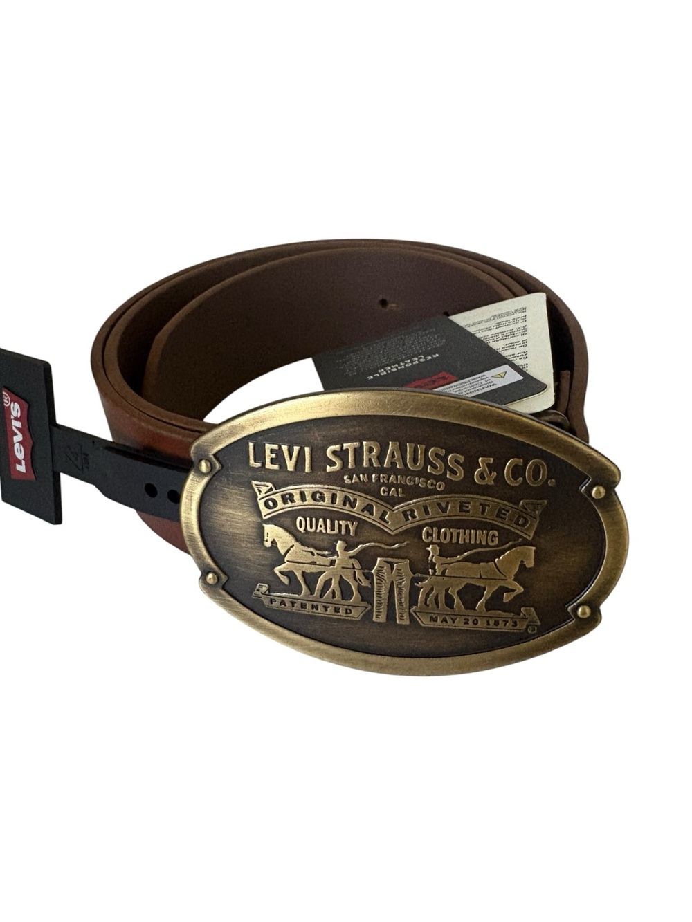 Levi Strauss Brown Leather Belt Levi’s Logo Buckle Size 36